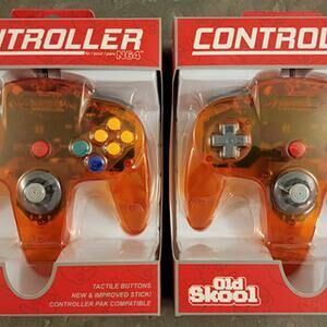 2 N64 Controllers - Fire Orange (NEW) - Nintendo64 - Funtastic Color - Old Skool